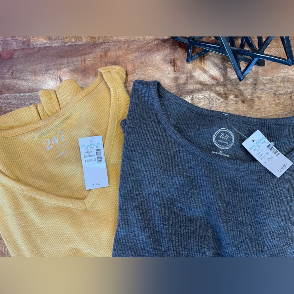 Maurice’s 24/7 tees women’s size XL. LOT of 2 shirts both new with tags!